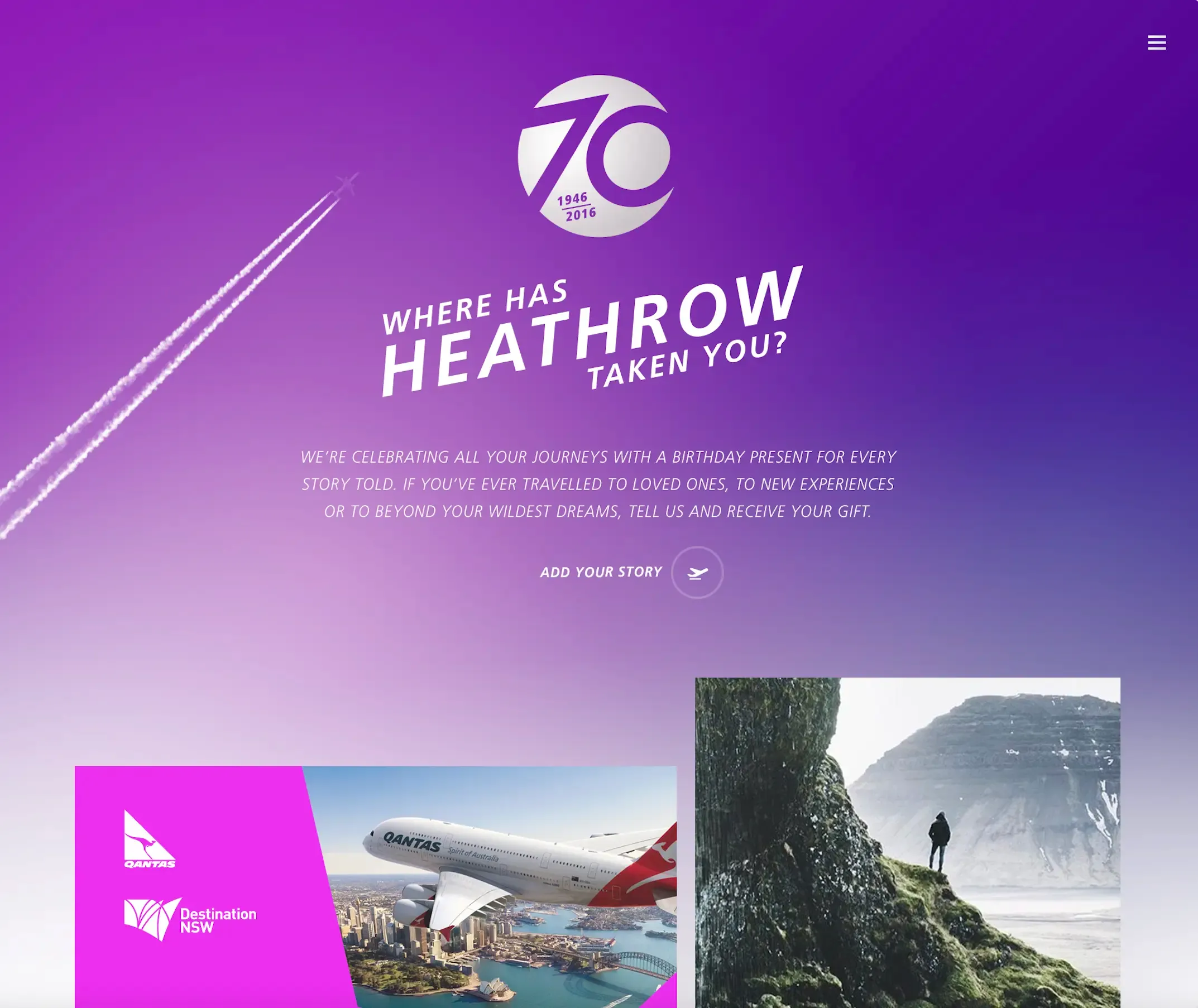 “Where has Heathrow taken you?” anniversary site landing page